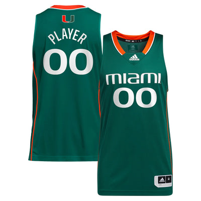 Miami Hurricanes adidas Pick-A-Player NIL Basketball Jersey - Green