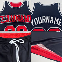 Custom Red Black-Cream Reversible Double Side Sublimation Basketball Set Jersey