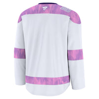 Los Angeles Kings Fanatics White 2024 Hockey Fights Cancer Practice Jersey