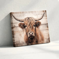 Rustic Highland Cow Printable Wall Art | Digital Download | Horizontal Printable Home Decor